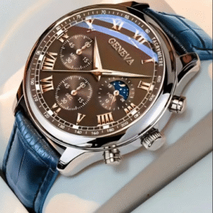 Relógio Geneva – Clássico Couro Azul